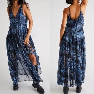 Free People Julianna butterfly wing Patterned Maxi Dress size large